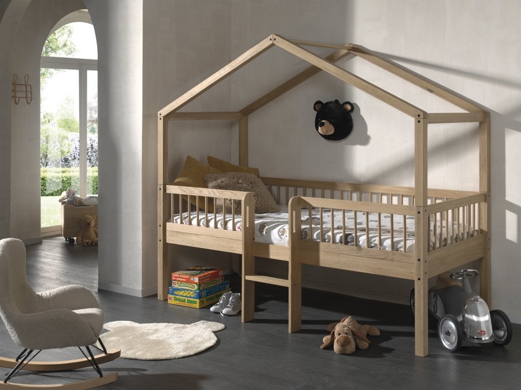 Forrest Oak huisbed met ladder - 90x200 - Massief eiken, Niet ingevuld, Niet ingevuld, Niet ingevuld