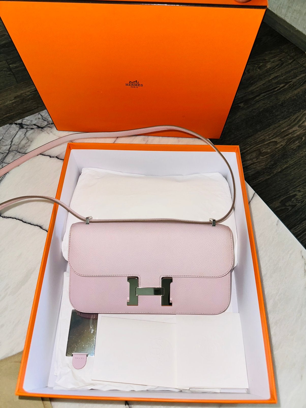 Hermes contance elan mauve pale (NIEUW), Ophalen, Nieuw, Roze, Handtas