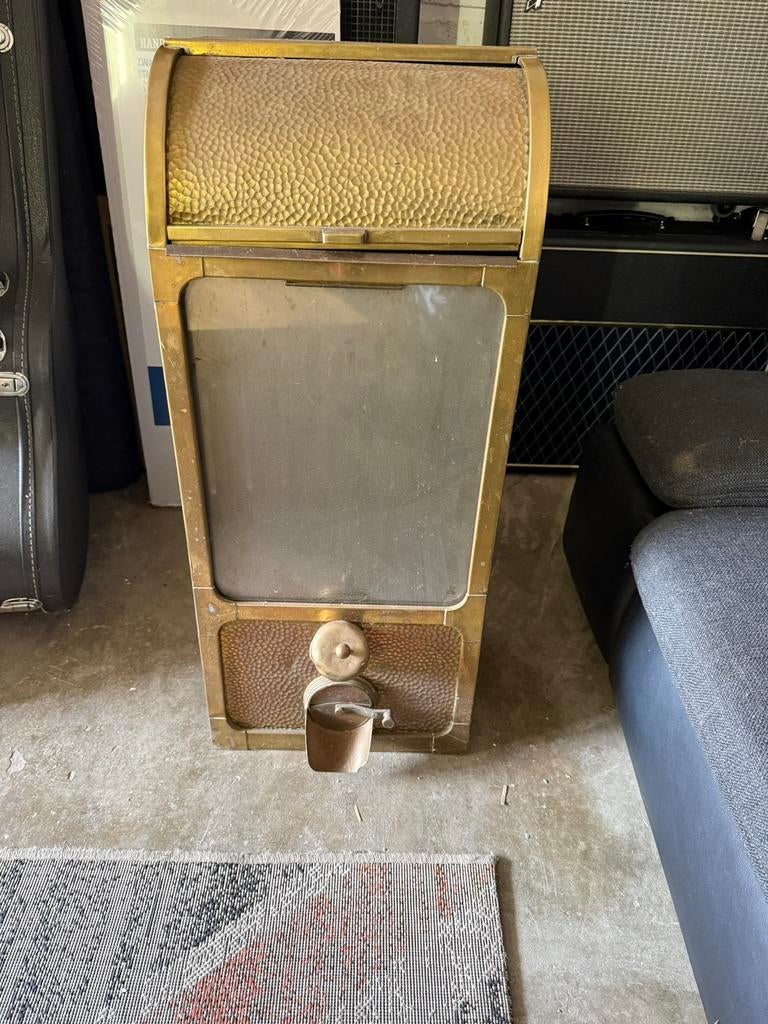 Grote bonen koffie voorraad opslag messing/Glas oud-antiek !, Ophalen, Gebruikt