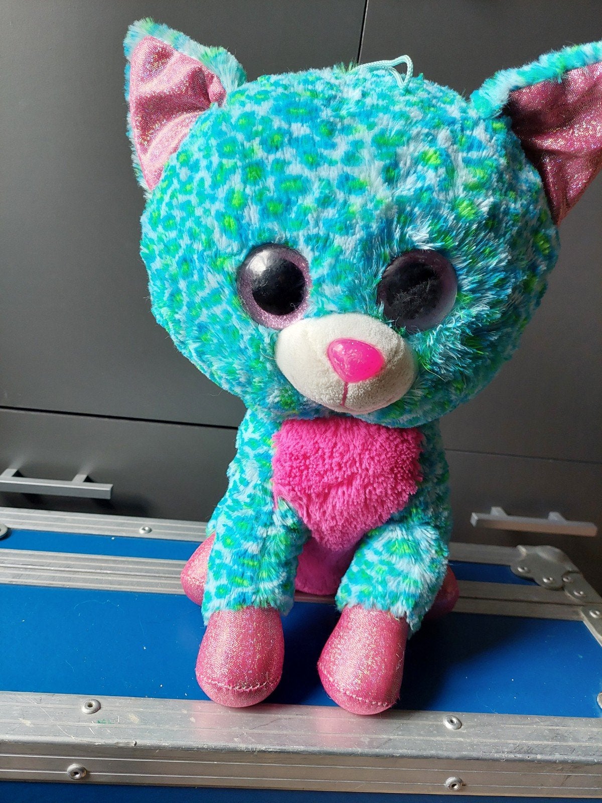 Leuke knuffel kat met grote ogen - 33 cm, Gebruikt, Overige karakters, Ophalen of Verzenden, Met label