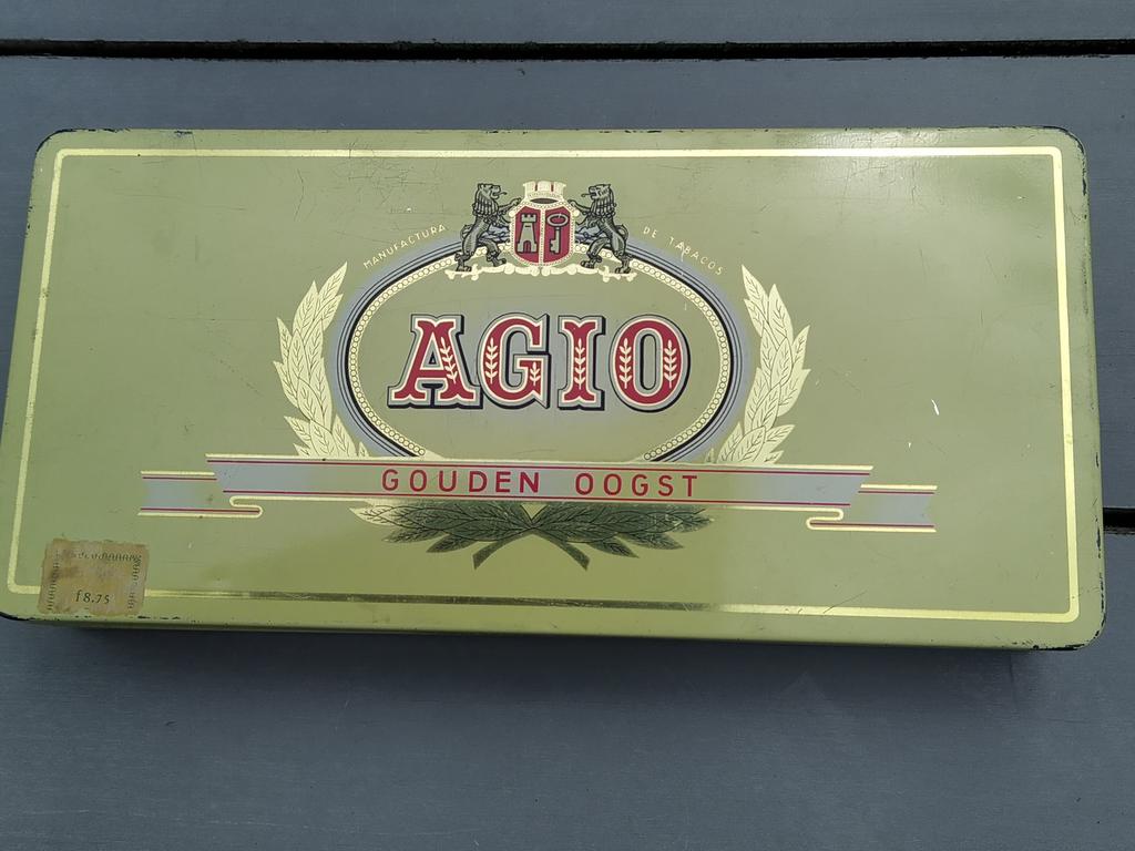 Agio Gouden Oogst metalen sigarendoos., Verzamelen, Blikken, Ophalen of Verzenden, Gebruikt