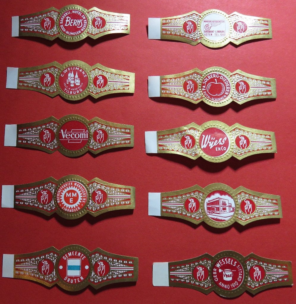 Sigarenbandjes Reclamebandjes 10x, Verzenden, Gebruikt, Sigarenbandjes