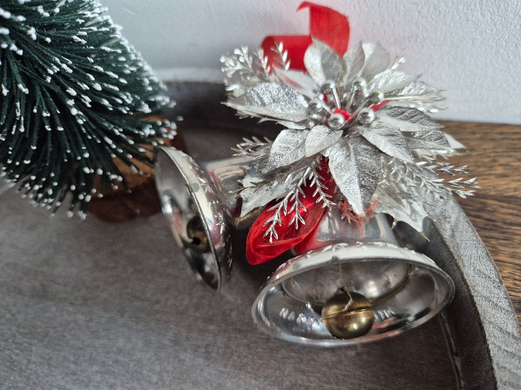 Oude kerstklokjes met bloem, *, Gebruikt, *, Ophalen of Verzenden