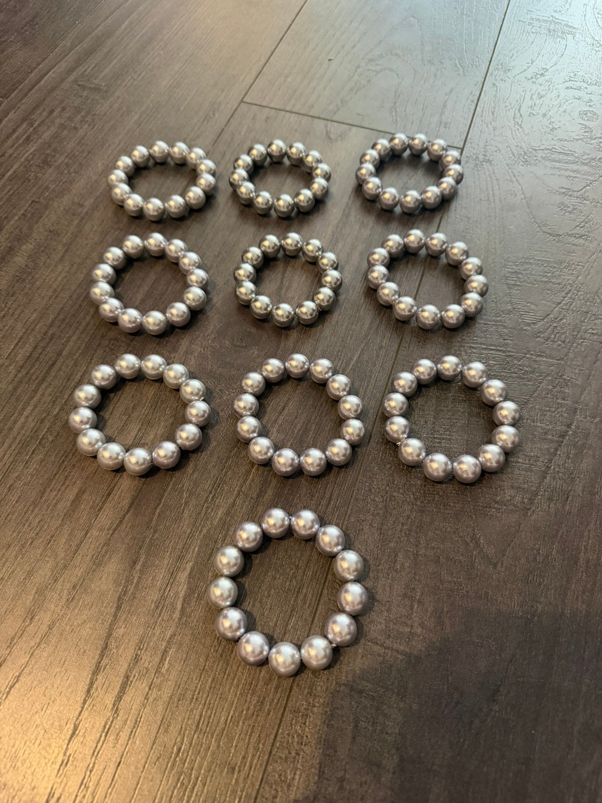 Partij 10 stuks zilverkleurige parel armbanden 29/4, Verzenden, Nieuw, Zilver, Overige materialen
