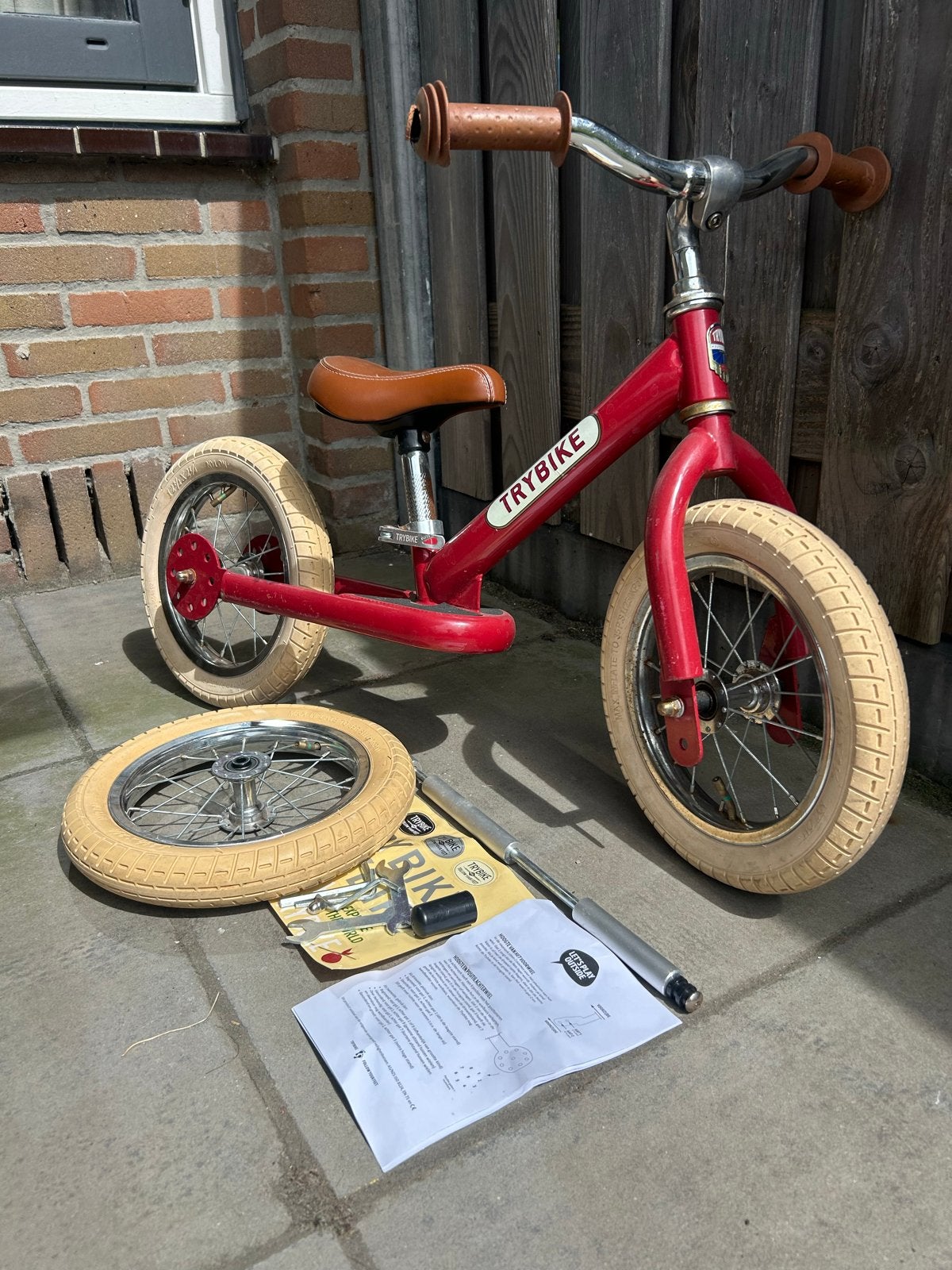 Trybike loopfiets rood - 2-in-1 driewieler en tweewieler, Ophalen, Gebruikt, Minder dan 16 inch