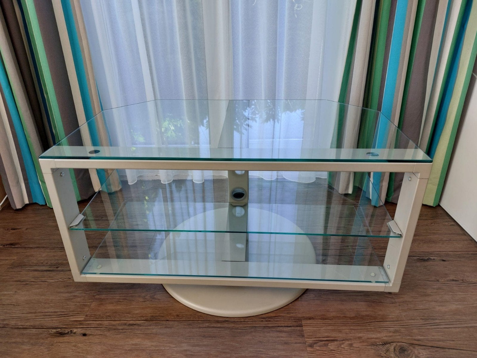 Draaibare glazen tv-meubel, Ophalen, 50 tot 100 cm, Zo goed als nieuw, Glas