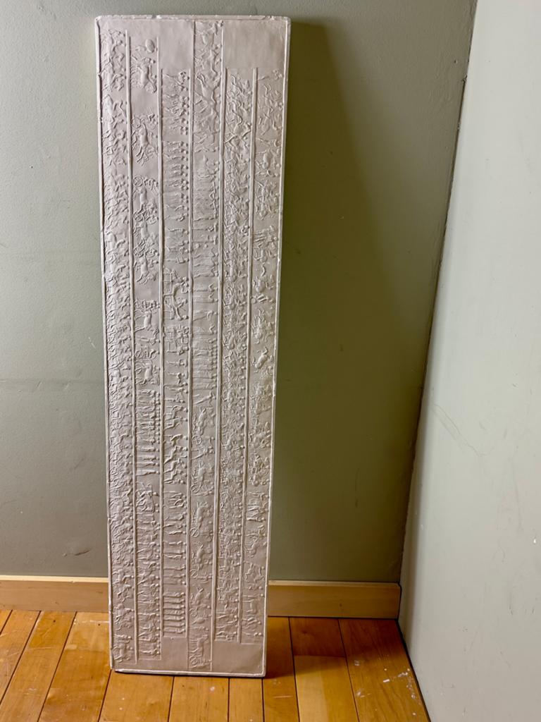 mid-century sculpturaal gipsreliëf 132 cm groot wit vintage, Antiek en Kunst, Ophalen of Verzenden
