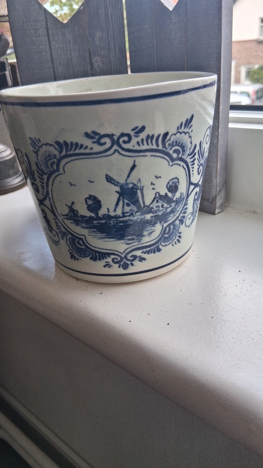 Handgeschilderde Delfts Blauwe Bloempot, Ophalen of Verzenden
