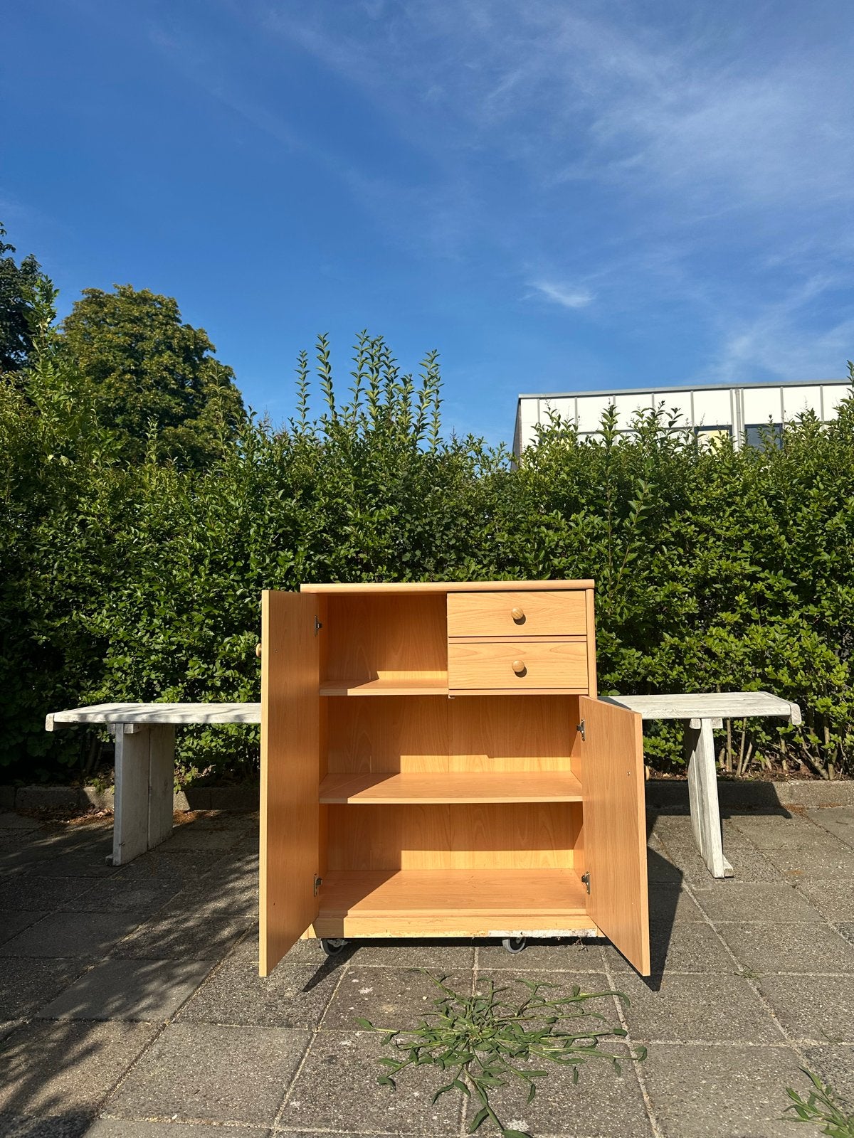 Houten kastje met lades en planken - geen wieltjes, Huis en Inrichting, Kasten | Overige, Ophalen, Gebruikt