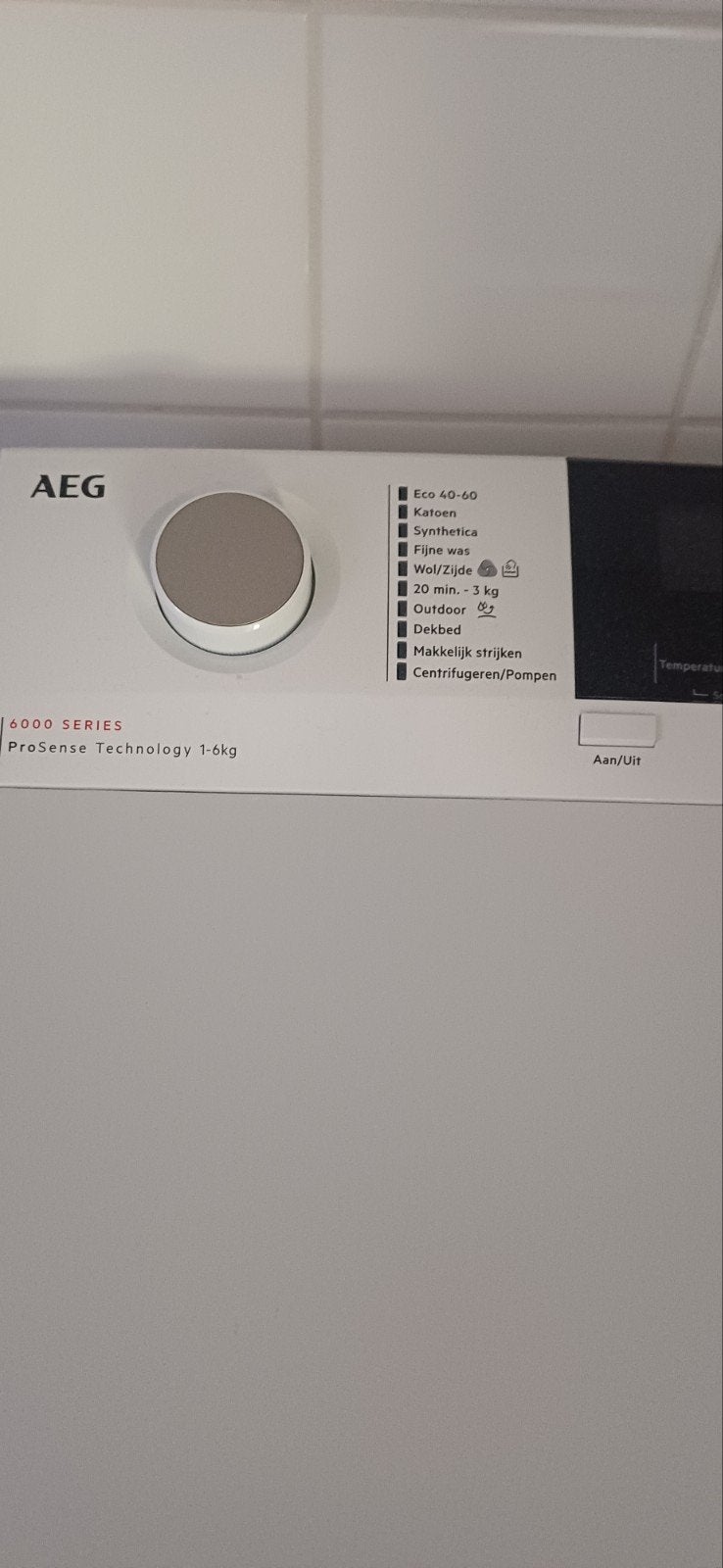 AEG 6000 SERIES ProSense Technology 1-6kg Bovenlader, Ophalen, Minder dan 1200 toeren, 4 tot 6 kg, Bovenlader