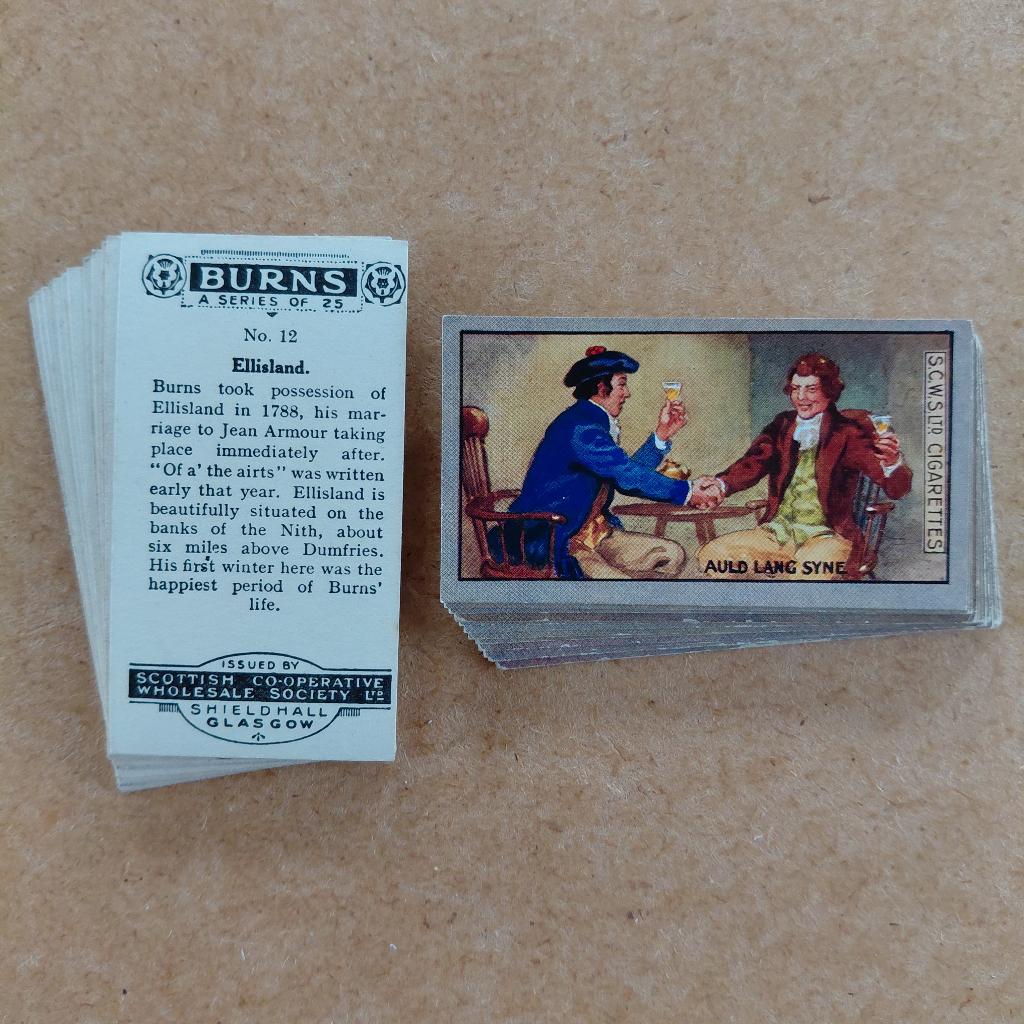 Burns complete set 25 cigarette cards Robert Burns 1924, Ophalen, Gebruikt