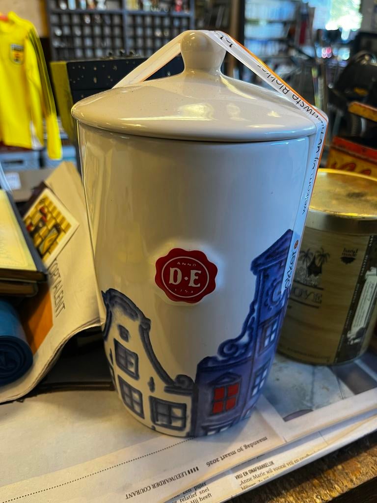 Douwe Egberts Voorraadpot met Delfts Blauw Design, Huis en Inrichting, Ophalen of Verzenden
