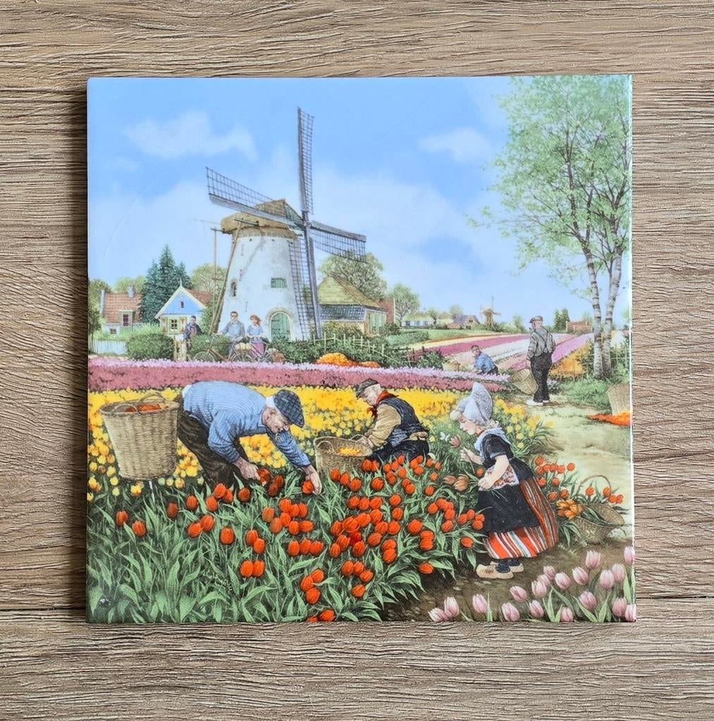 Hollandse Tegel met Molen en Tulpenveld, Minder dan 5 m², Wandtegels, Keramiek, Minder dan 20 cm
