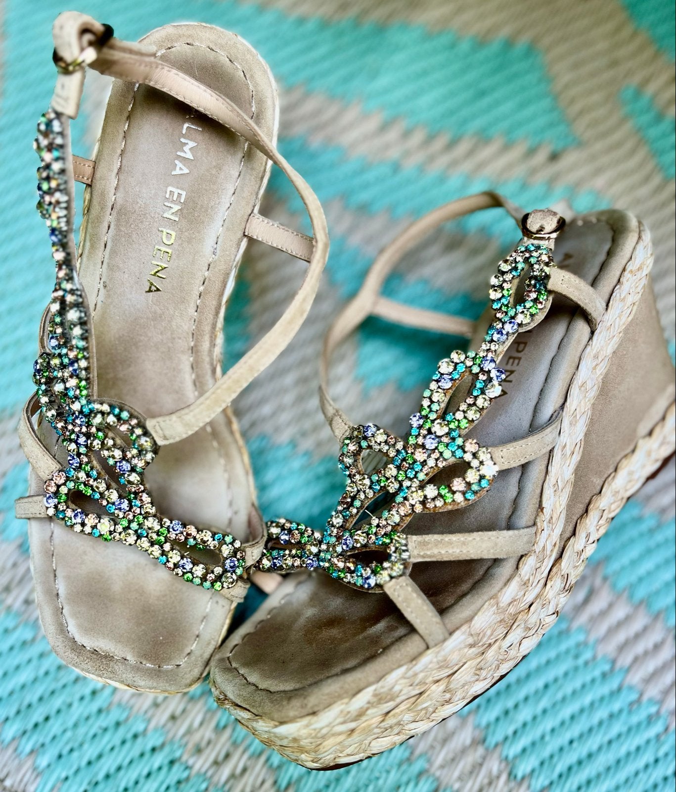 Alma en Pena Suède Plateauzool Sandalen, Kleding | Dames, Schoenen, Beige, Gedragen, Sandalen of Muiltjes, Ophalen of Verzenden