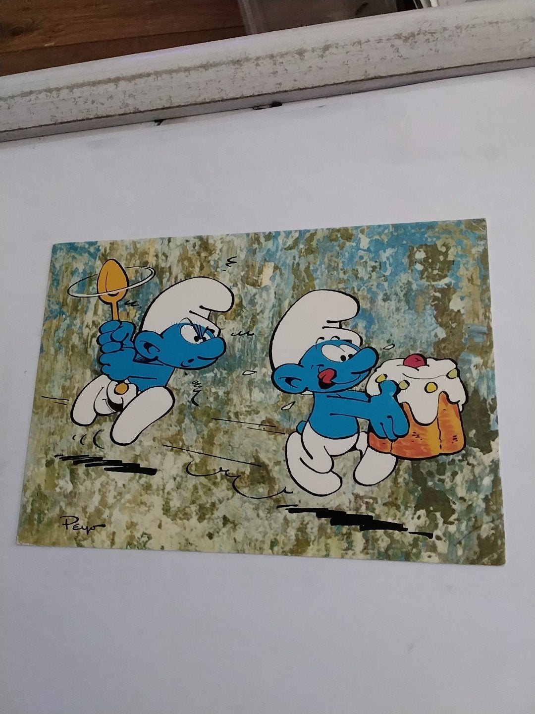 Vintage Smurfen Ansichtkaart - Le Schtroumpf Gourmand, Ophalen of Verzenden