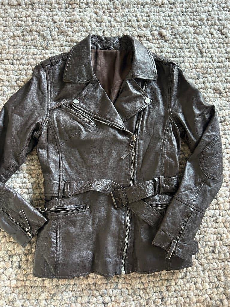 Schitterend Luxe leren jas RINO & PELLE maat 38, Kleding | Dames, Ophalen of Verzenden, Gedragen, Maat 38/40 (M), Bruin
