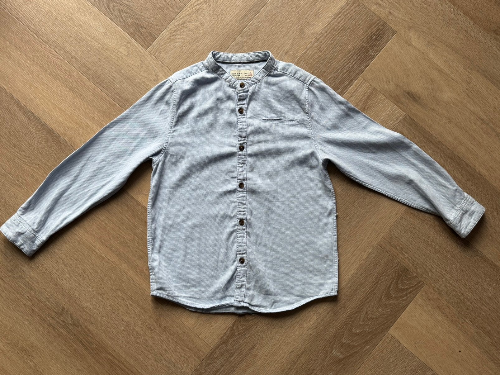 Zara Kids lichtblauw overhemd maat 122, Ophalen of Verzenden, Gebruikt, Jongen, Overhemd of Blouse