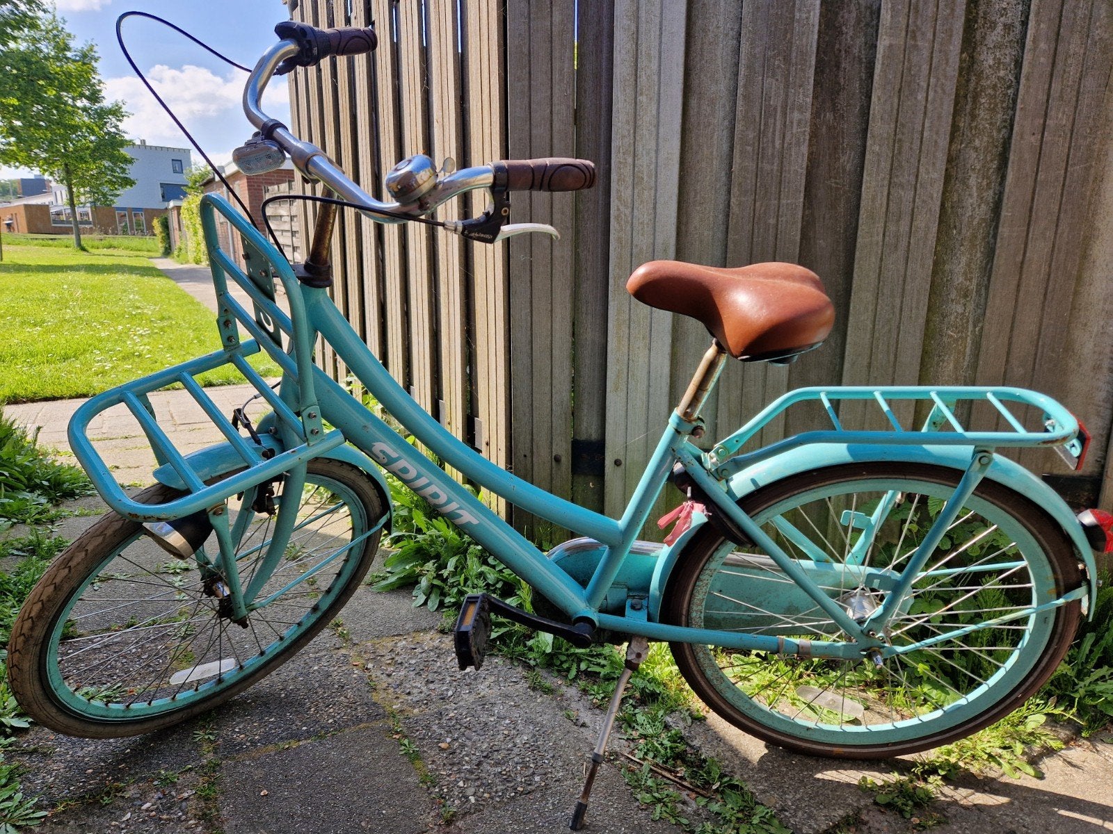 Kinderfiets met voordrager - Aqua blauw, Terugtraprem, Gebruikt, Versnellingen, 50 tot 53 cm
