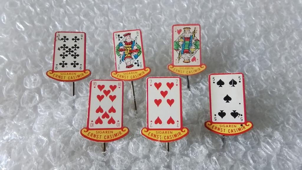 6 verschillende speldjes casimir sigaren, Verzamelen, Ophalen of Verzenden, Zo goed als nieuw, Overige onderwerpen