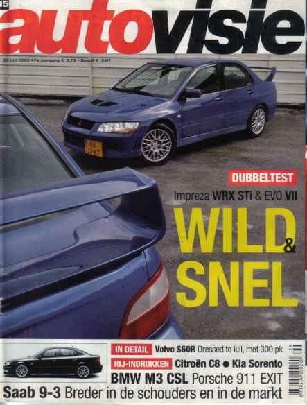 Autovisie 15 2002 : Mitsubishi Evo7 - Subaru Impreza WRX STi, Ophalen of Verzenden, Gelezen, Algemeen