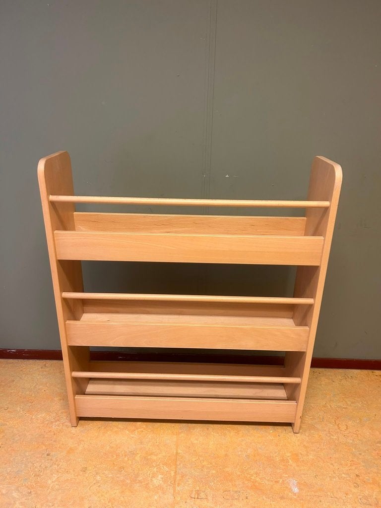 Vintage houten boekenrek schoolmeubilair, Ophalen, Gebruikt, Overige typen