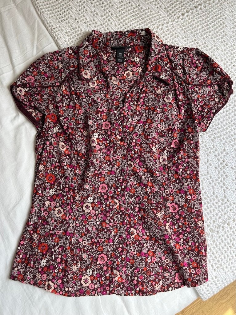 Retro boho blousje mt M / 38, Maat 38/40 (M), H&M, Bruin, Ophalen of Verzenden