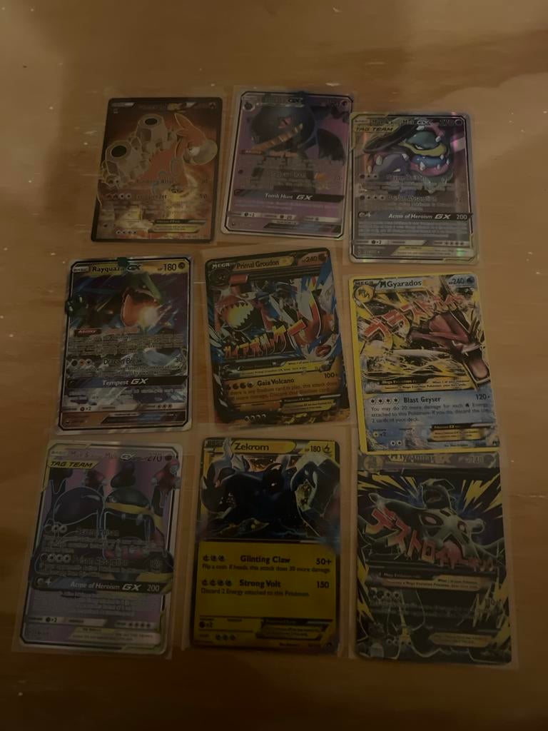 9 zeldzame Pokémon kaarten - GX, EX, V, VMAX, Ophalen of Verzenden, Gebruikt, Meerdere kaarten
