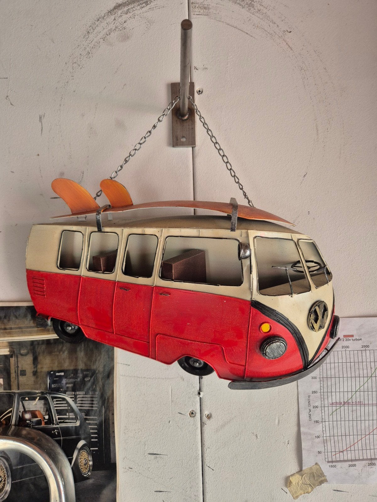 Decoratieve VW Bus T1 met surfplanken - Rood/Wit, Ophalen of Verzenden, Gebruikt, Auto's