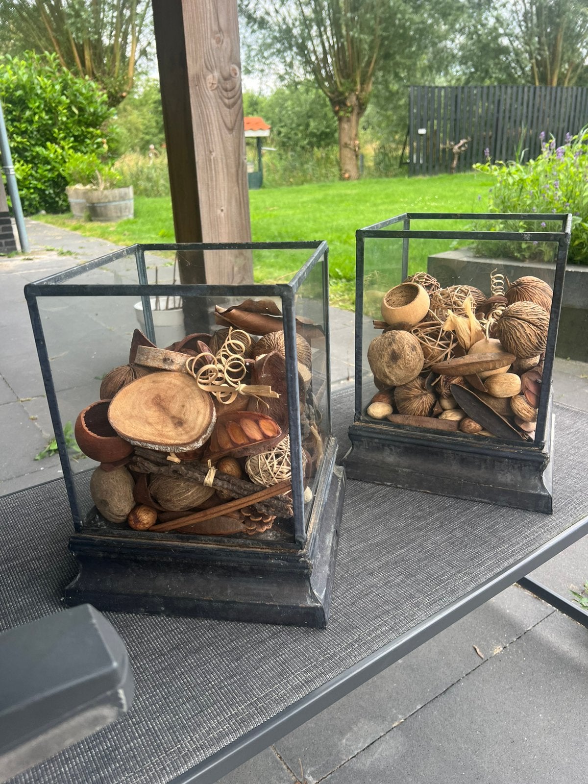 Glazen deco bakken incl inhoud, Tuin en Terras, Ophalen, Zo goed als nieuw