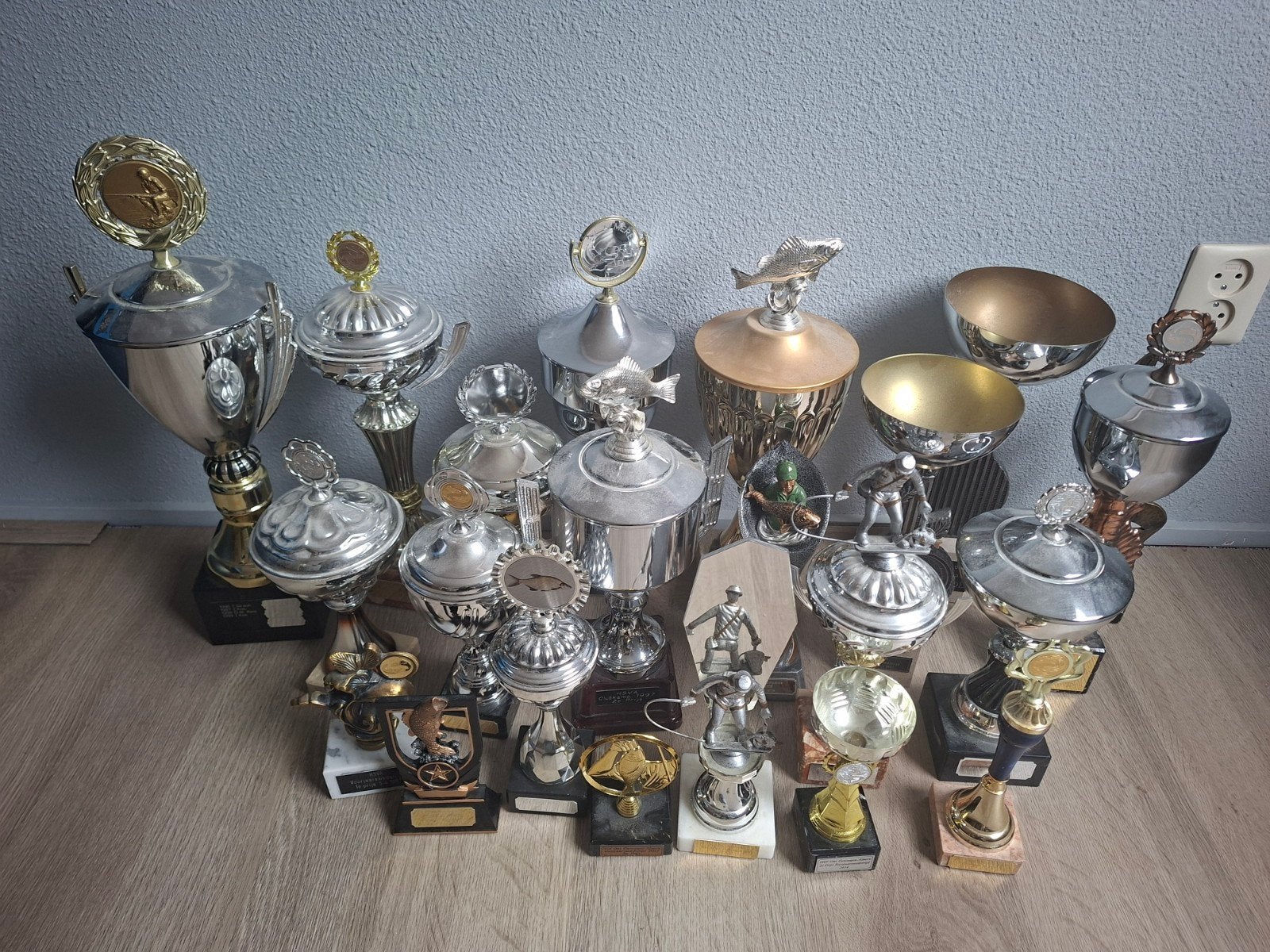 Grote collectie van diverse trofeeën en bekers, Ophalen