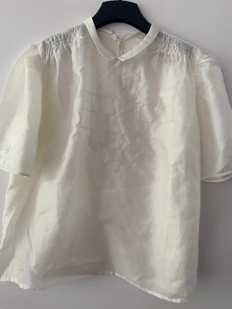 Blouse Parachute Zijde antiek, Kleding | Dames, Ophalen of Verzenden, Gedragen, Maat 38/40 (M), Wit