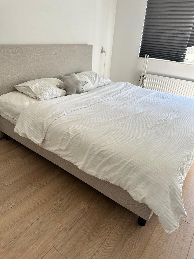 Boxspring bed 180X200, Ophalen, Gebruikt, Beige, Tweepersoons