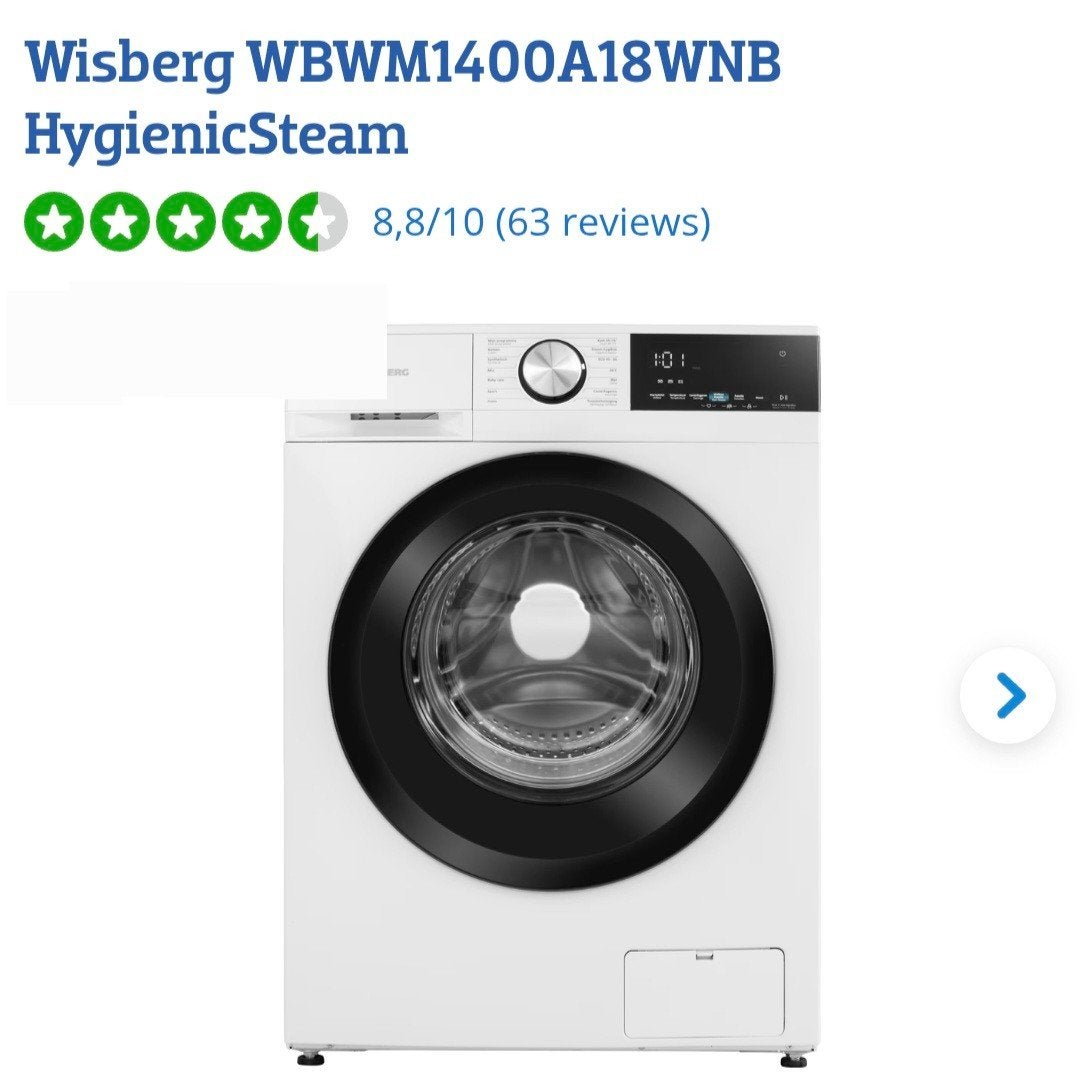 Wasmachine Wisberg - Zo goed als nieuw, Witgoed en Apparatuur, Wasmachines, Ophalen, Zo goed als nieuw, 85 tot 90 cm, 1200 tot 1600 toeren