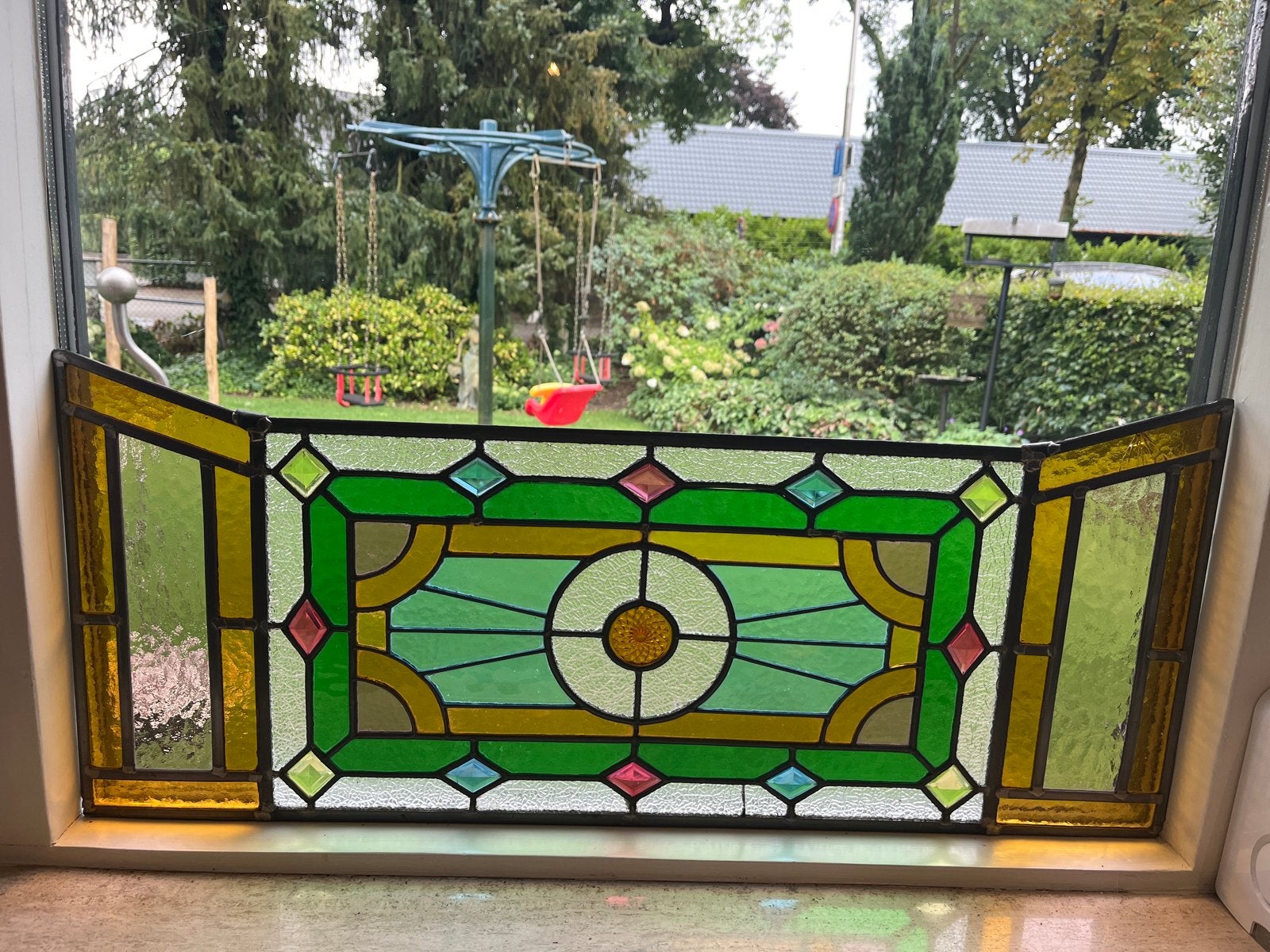 Prachtig Glas in Lood Raamdecoratie - 84 x 35,5 cm, Ophalen