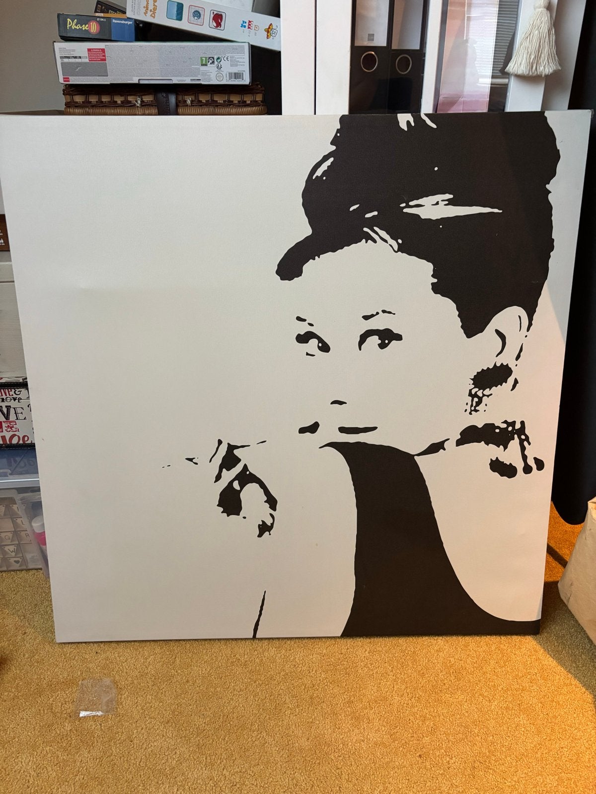 Ikea PJÄTTERYD Audrey Hepburn canvas 90x90cm, Ophalen, Gebruikt, Print, 75 tot 100 cm