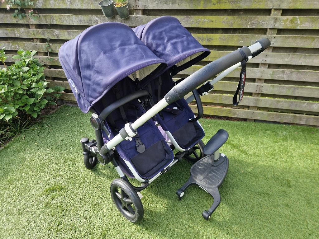 Bugaboo Donkey 5 Duo - classic blue (1 bedje, 2 zitjes), Ophalen, Gebruikt, Bugaboo, Luchtbanden