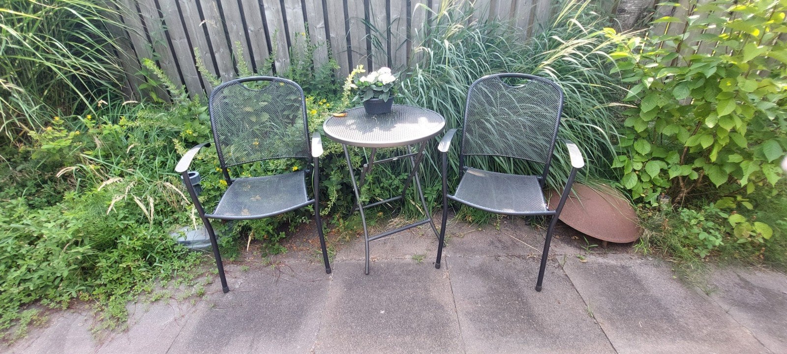 Kettler tuinset: 2 stoelen en inklapbare tafel, Gebruikt, Rvs, Tuinset, Eettafel