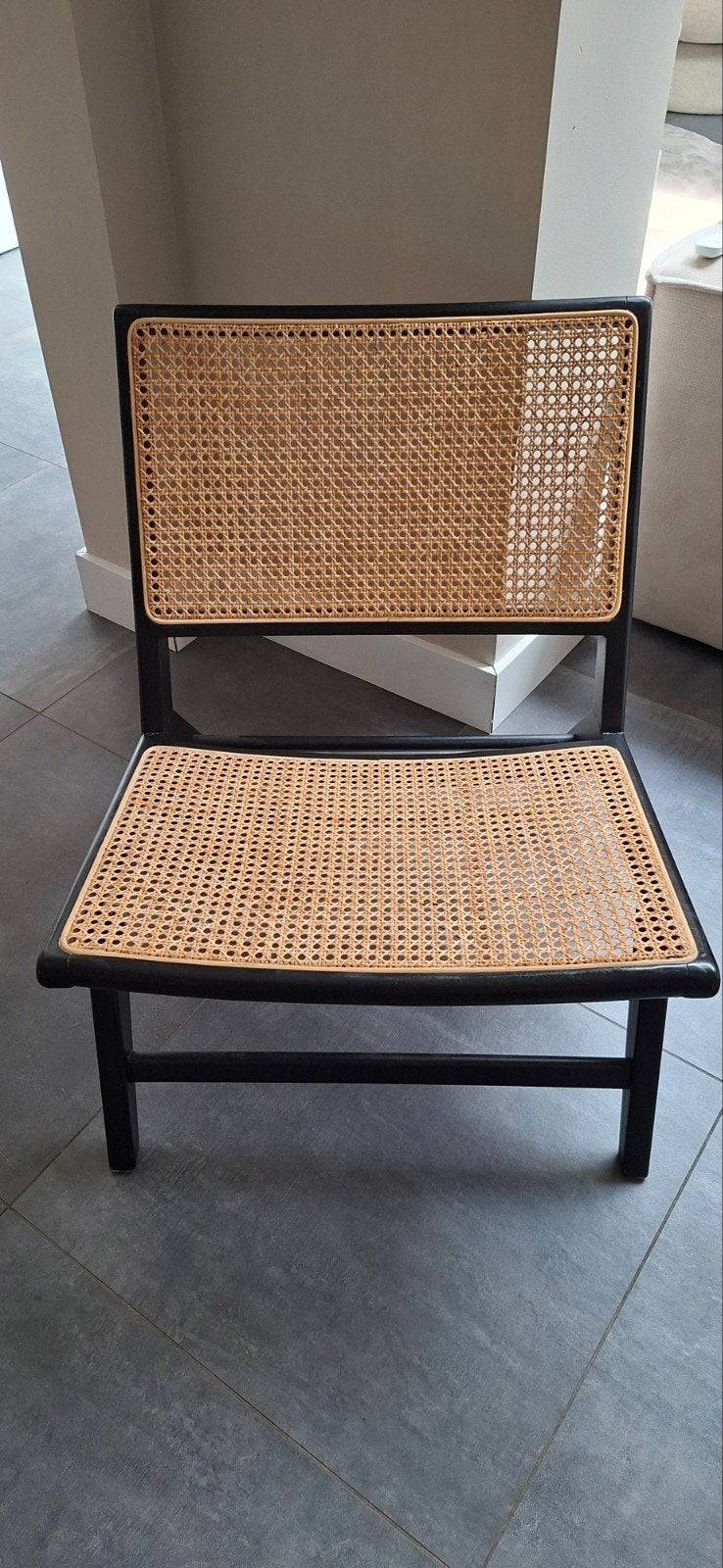 Stijlvolle rotan lounge stoel - Zwart frame, Huis en Inrichting, Ophalen, Zwart, Hout, Zo goed als nieuw