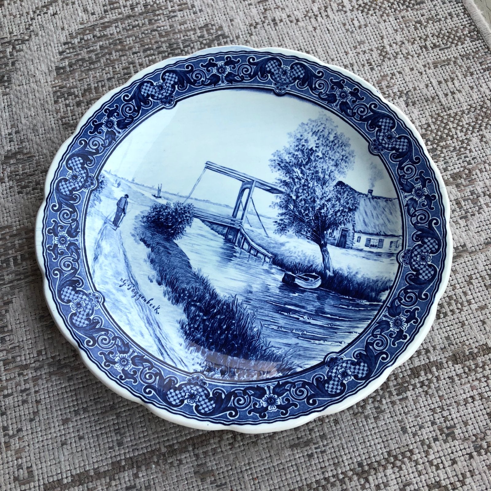 Delfts blauw bord (Poggenbeek), Antiek en Kunst, Ophalen of Verzenden