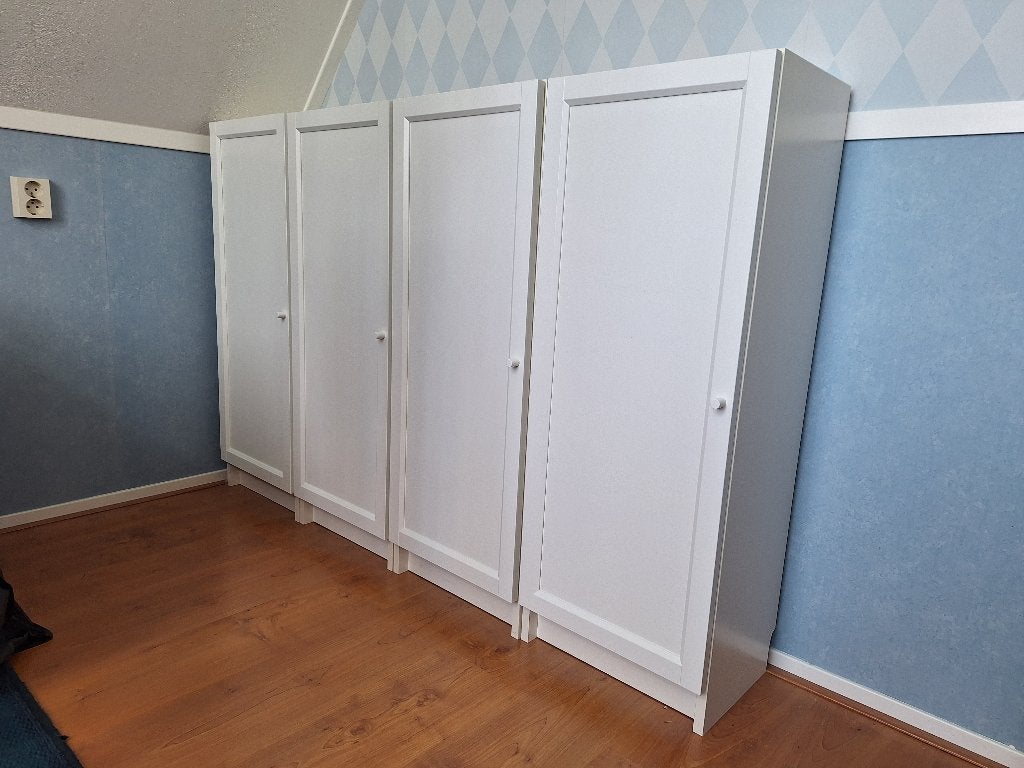 4x IKEA BILLY-OXBERG boekenkast wit, Ophalen, Minder dan 50 cm, Met deur(en), 100 tot 150 cm