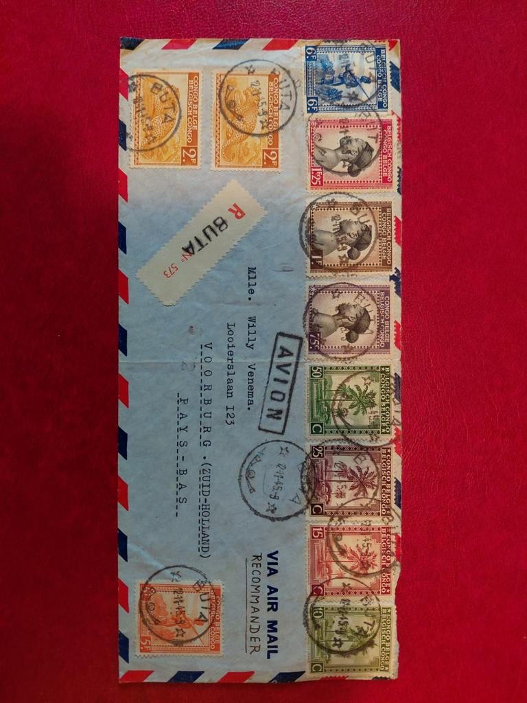 Zeldzame Belgisch Congo luchtpost envelop, gestempeld, Ophalen of Verzenden, Na 1940, Gestempeld