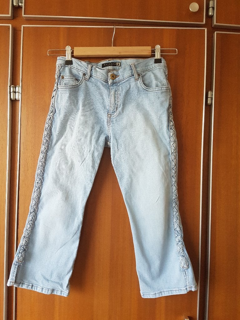 Watcher driekwart spijkerbroek, maat 36 Met kabel design, Blauw, Nieuw, Ophalen of Verzenden, Maat 36 (S)