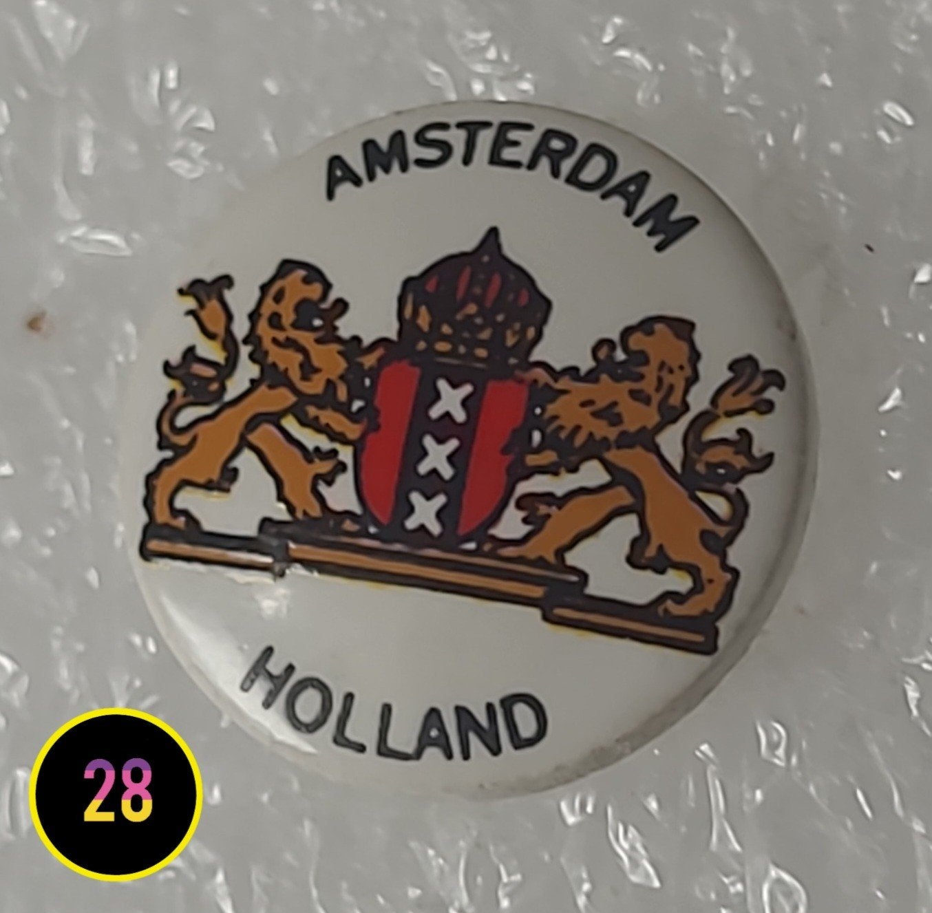 Vintage Amsterdam Holland Pin - Wapen van Amsterdam, Verzenden