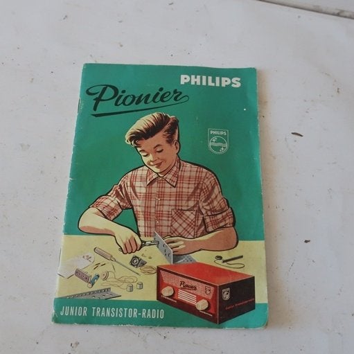 Philips 1957 Pionier Junior transistor radio instructie, Ophalen of Verzenden
