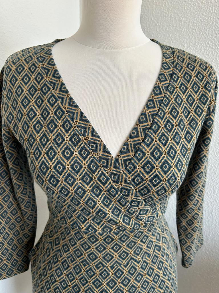 King Louie Maat L retro tulip cross jurk 2727, Blauw, Maat 42/44 (L), Ophalen of Verzenden, Zo goed als nieuw