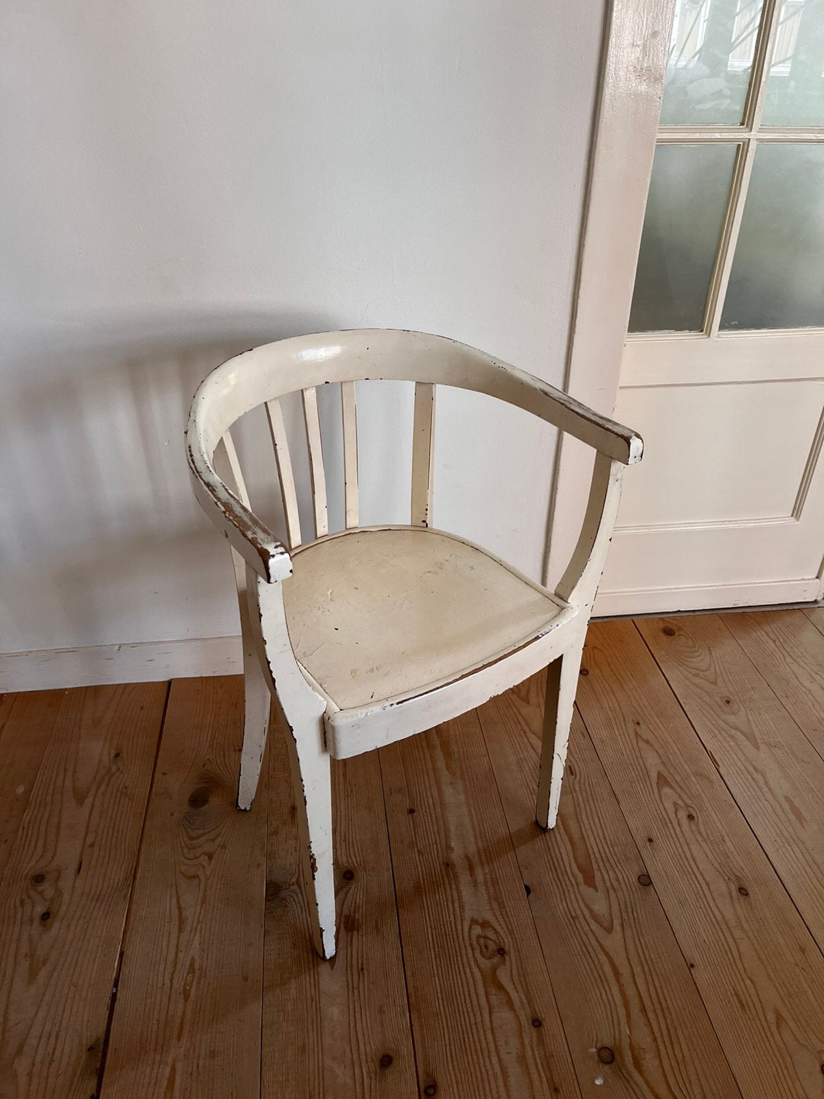 vintage wooden chair, Ophalen, Gebruikt, Wit, Eén