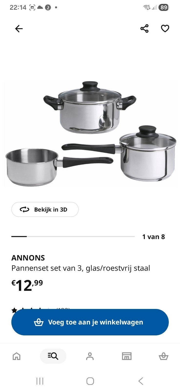 Te koop Ikea pannenset Annons, Ophalen, Nieuw, Rvs, Pannenset