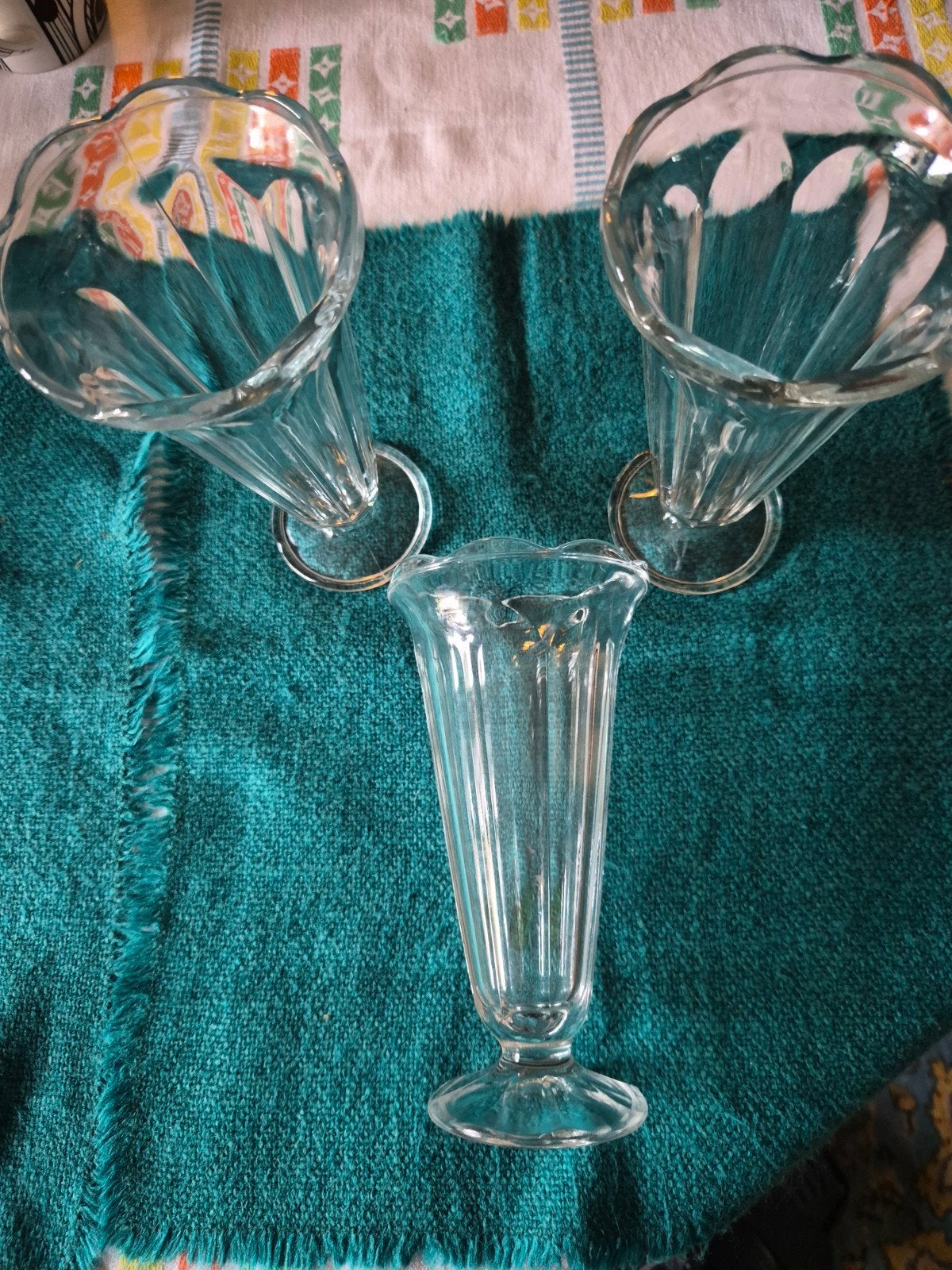 Set van 3 hoge ijscoupes van glas, Ophalen of Verzenden