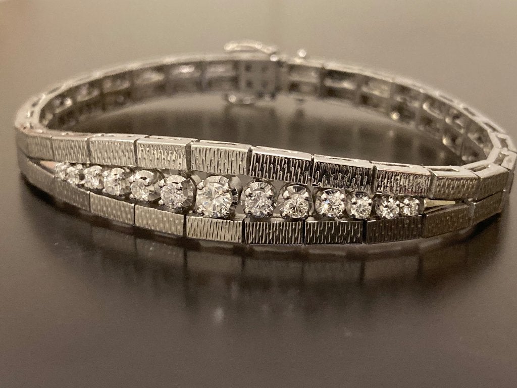 Armband 14 kt witgoud met 0,65 Ct diamanten, Ophalen, Wit, Zo goed als nieuw, Met edelsteen