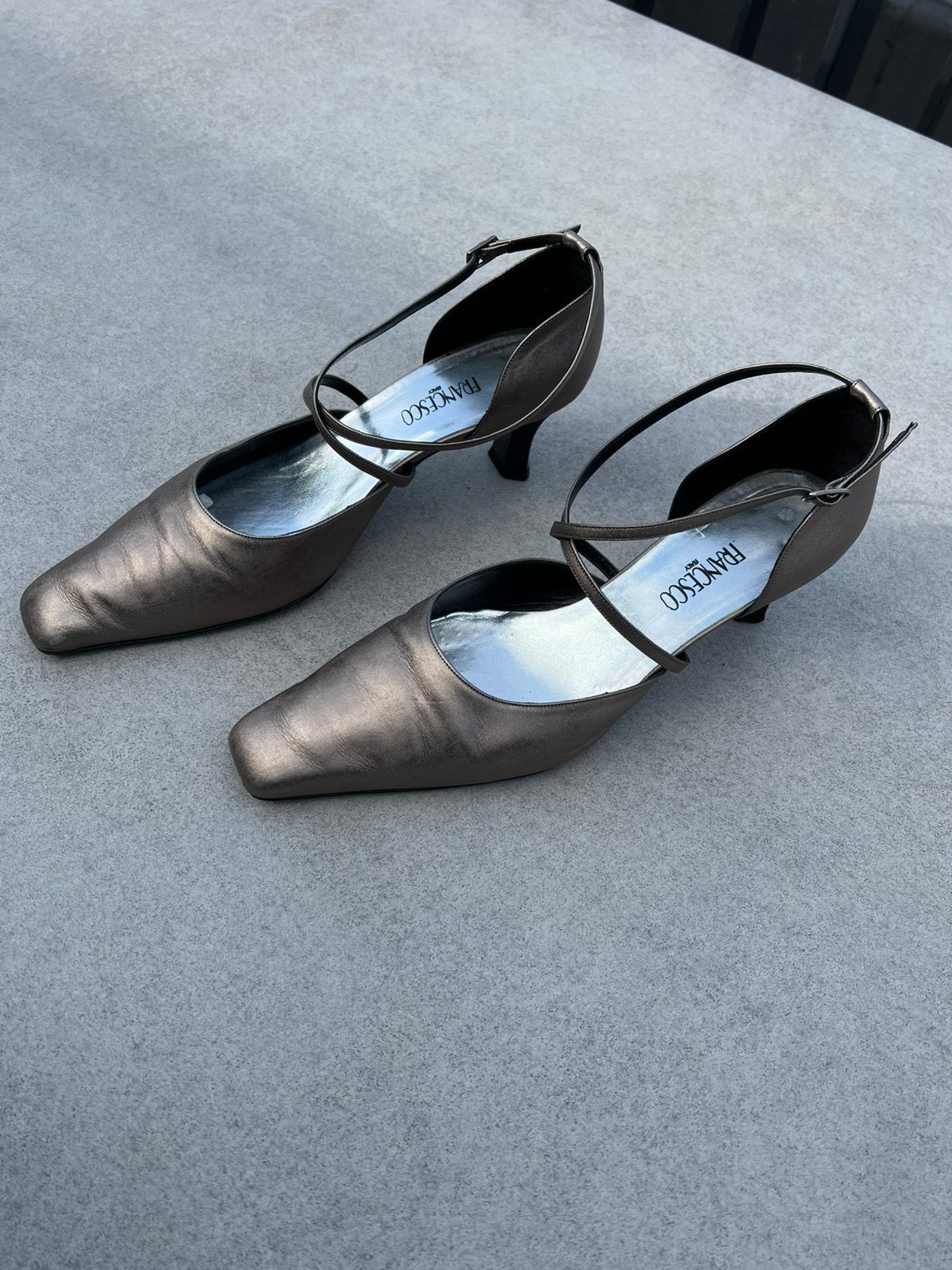 Francesco Italy bronskleurige leren pumps met  tasje, mt 41), Pumps, Overige kleuren, Ophalen of Verzenden, Gedragen